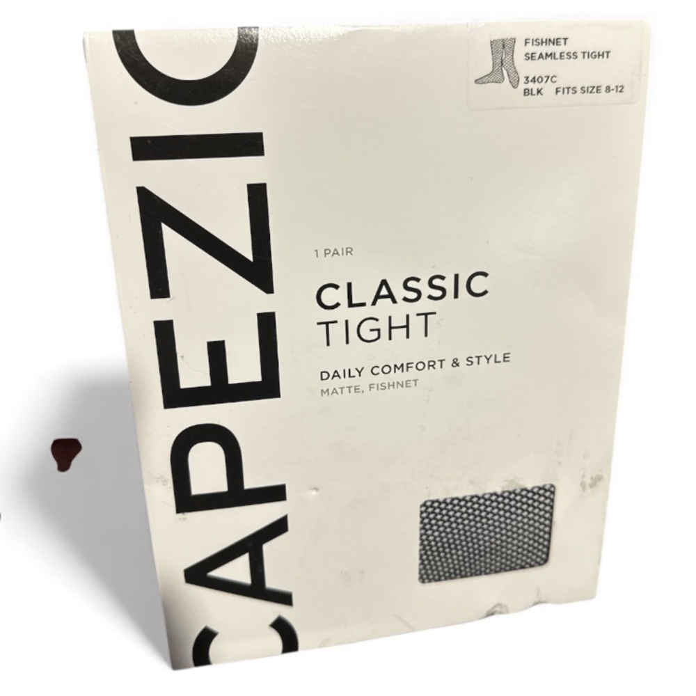 Capezio Black Fishnet Seamless Tights NEW in package child 8 to 12 yrs old